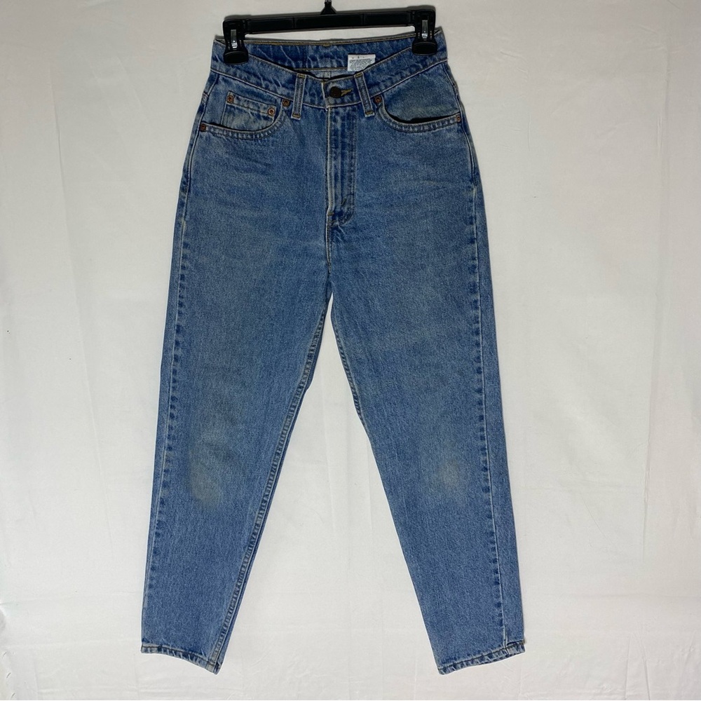 Vintage 90s Levi’s 521 Tapered Fit Petite High Rise Med Wash Blue Jeans 6P - Picture 1 of 16